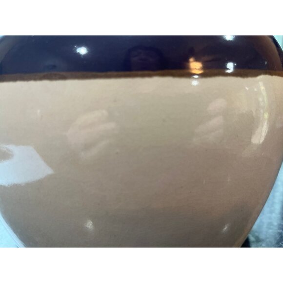 Vintage Large Ceramic Double Handle Brown Beige Crock Glazed Stoneware Jug - Picture 10 of 10
